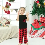 Christmas Matching Family Pajamas Red Plaid Heart Black Pajamas Set