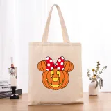 Halloween Eco Friendly Cartoon Cute Jack-o'-lantern Handle Canvas Bottomless Tote Bag
