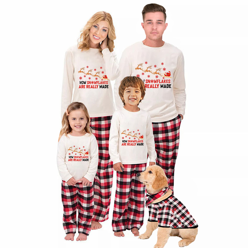 Christmas Matching Family Pajamas Funny Flying Reindeer Snowflakes are Really Made White Pajamas Set