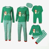 Christmas Matching Family Pajamas Funny No Peeking Santa Ornament Green Stripes Pajamas Set