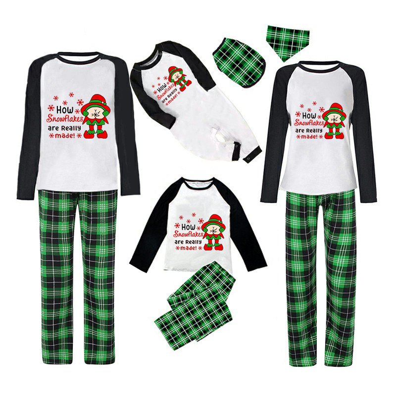 Christmas Matching Family Pajamas Funny Elf Snowflakes are Really Made Green Pajamas Set