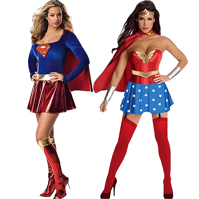 Women Halloween Superwoman Cosplay Skirt with Cloak