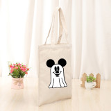 Halloween Eco Friendly Cartoon Mouse Gost Handle Canvas Bottomless Tote Bag