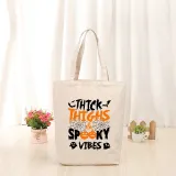 Halloween Eco Friendly Thick Thighs Spooky Vibes Handle Canvas Tote Bag