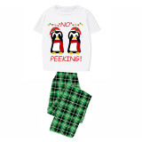 Christmas Matching Family Pajamas Funny No Peeking Penguins Green Pajamas Set