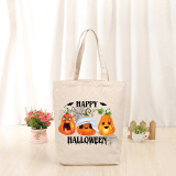 Halloween Eco Friendly Pumpkins Devil Handle Canvas Tote Bag