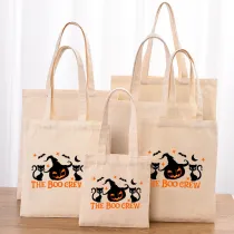 Halloween Eco Friendly The Boo Crew Cat Handle Canvas Bottomless Tote Bag