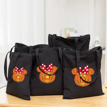 Halloween Eco Friendly Cartoon Cute Jack-o'-lantern Handle Canvas Bottomless Tote Bag