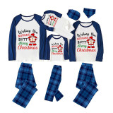 Christmas Matching Family Pajamas Funny Wish You Merry Christmas Blue Pajamas Set