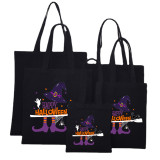 Halloween Eco Friendly Happy Halloween Witch Handle Canvas Bottomless Tote Bag