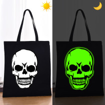 Halloween Eco Friendly Luminous Skull Handle Canvas Tote Bag