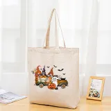 Halloween Eco Friendly Gnomie Jack-o'-lantern Handle Canvas Tote Bag