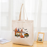 Halloween Eco Friendly Gnomie Jack-o'-lantern Handle Canvas Tote Bag