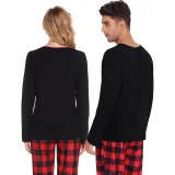 Couple Matching Christmas Pajamas Christmas Hat Mr & Mrs. Loungwear Black Pajamas Set
