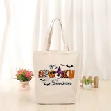 Halloween Eco Friendly It's Spooky Bat Handle Canvas Tote Bag