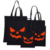 Halloween Eco Friendly Pumpkins Devil Mask Handle Canvas Bottomless Tote Bag