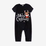 Christmas Matching Family Pajamas Merry Christmas Snowflake Deer Reindeer Pants Black Pajamas Set