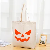 Halloween Eco Friendly Pumpkins Devil Mask Handle Canvas Tote Bag