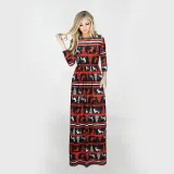 Women Long Sleeve Santa Claus Prints Ugly Maxi Dress