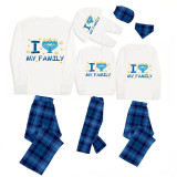 Christmas Matching Family Pajamas I Love My Family Happy Hanukkah Blue Pajamas Set