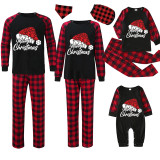 Christmas Matching Family Pajamas Christmas Hat Black Pajamas Set