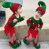 Kids Holiday Cosplay Elf Striped Pants With Belt Halloween Costume