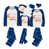 Christmas Matching Family Pajamas Funny No Peeking Santa Ornament Blue Pajamas Set