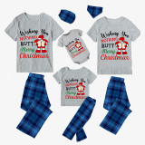 Christmas Matching Family Pajamas Funny Wish You Merry Christmas Blue Pajamas Set
