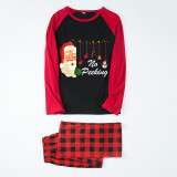 Christmas Matching Family Pajamas Funny No Peeking Santa Ornament Red Black Pajamas Set