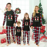 Christmas Matching Family Pajamas Funny No Peeking Penguins Red Black Pajamas Set
