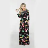 Women Long Sleeve Santa Claus Prints Ugly Maxi Dress