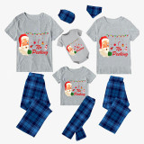 Christmas Matching Family Pajamas Funny No Peeking Santa Ornament Blue Pajamas Set