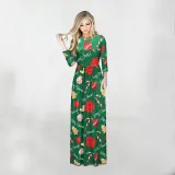 Women Long Sleeve Santa Claus Prints Ugly Maxi Dress