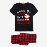 Christmas Matching Family Pajamas Funny Wish You Merry Christmas Black Pajamas Set