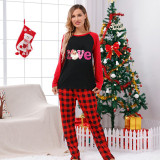 Christmas Matching Women Pajamas Love Santa Female Christmas Black Pajamas Set