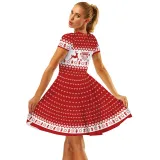 Women Christmas A-Line Short Sleeve Round Neck Elf Ugly Dress