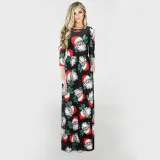 Women Long Sleeve Santa Claus Prints Ugly Maxi Dress