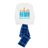 Christmas Matching Family Pajamas Happy Hanukkah Candles Blue Pajamas Set
