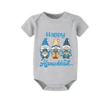 Christmas Matching Family Pajamas Happy Hanukkah Candlestick Gnomies Blue Short Pajamas Set