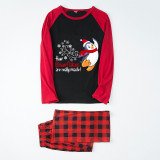 Christmas Matching Family Pajamas Funny Flying Penguins How Snowflakes are Really Made Red Black Pajamas Set