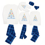 Christmas Matching Family Pajamas Happy Hanukkah Christmas Tree Candlestick Blue Pajamas Set