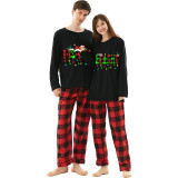 Couple Matching Christmas Pajamas Merry Bright Loungwear Black Pajamas Set