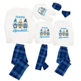 Christmas Matching Family Pajamas Happy Hanukkah Candlestick Gnomies Blue Pajamas Set