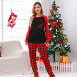 Couple Matching Christmas Pajamas Red Plaids Heart Loungwear Black Red Pajamas Set