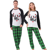Couple Matching Christmas Pajamas Mr. & Mrs. Antler Loungwear Green Pajamas Set