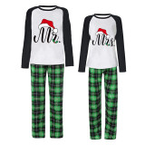 Couple Matching Christmas Pajamas Christmas Hat Mr & Mrs. Loungwear Green Pajamas Set