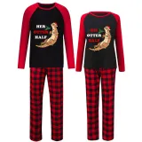 Couple Matching Christmas Pajamas His Or Her Otter Half Loungwear Black Pajamas Set