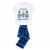 Christmas Matching Family Pajamas Happy Hanukkah Candlestick Gnomies Blue Short Pajamas Set