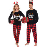 Couple Matching Christmas Pajamas Jngle Balls & Tinsel Tits Loungwear Black Pajamas Set