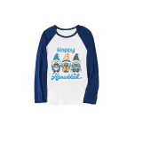 Christmas Matching Family Pajamas Happy Hanukkah Candlestick Gnomies Blue Pajamas Set